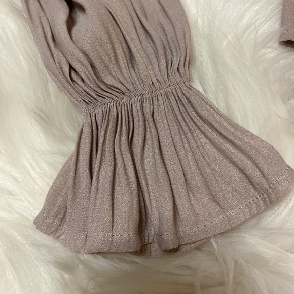 Taupe off the shoulder sheer crop top - Picture 2 of 3